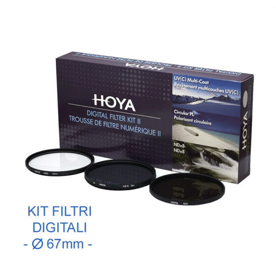 Hoya 67 mm Kit Filtri Digitali DKF II - kit con 3 filtri: UV(c) + POLARIZZATORE + ND8 + Astuccio