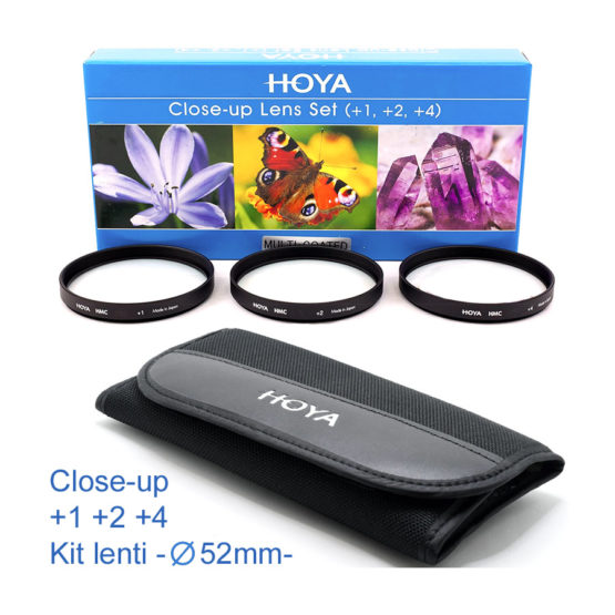 Hoya 52 mm Close-up set n.3 Lenti HMC (+1,+2,+4) per Macro fotografia + Astuccio