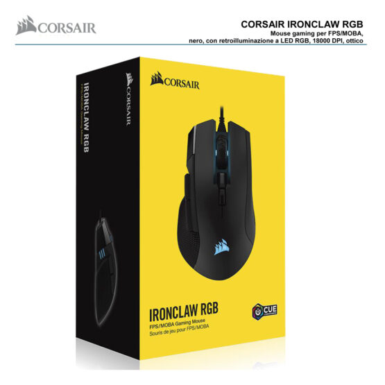 Corsair mouse Ironclaw RGB 18.000 DPI per FPS/MOBA - immagine 12