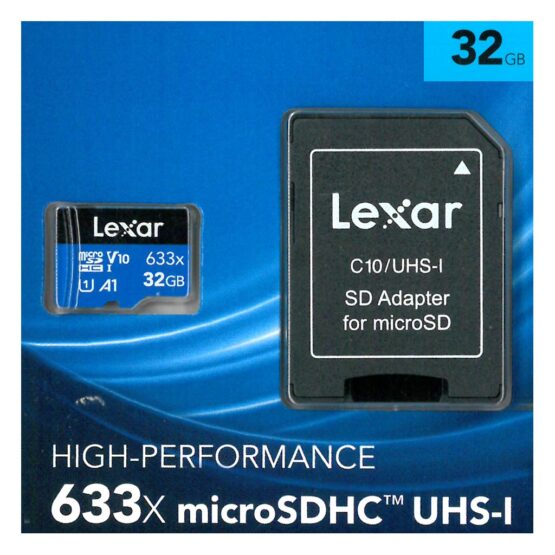 Lexar Scheda Micro-SD 32-GB SDHC V-10 High - Performance 633x con adattatore SD