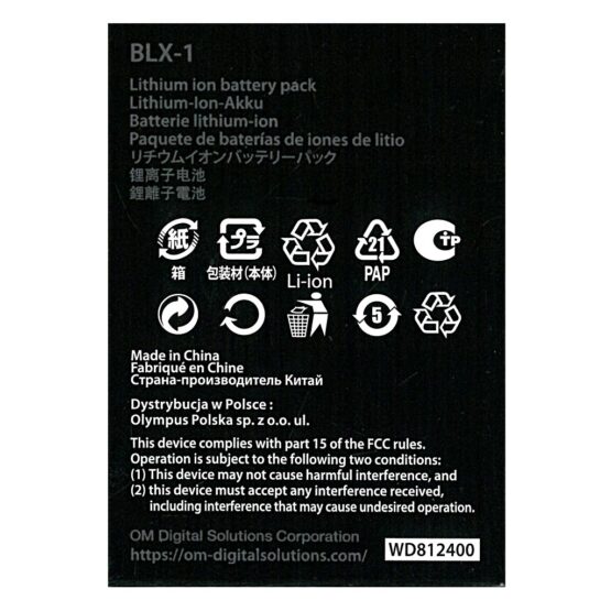 OM System BLX-1 batteria originale agli ioni di litio – Li-Ion – ricaricabile - immagine 4