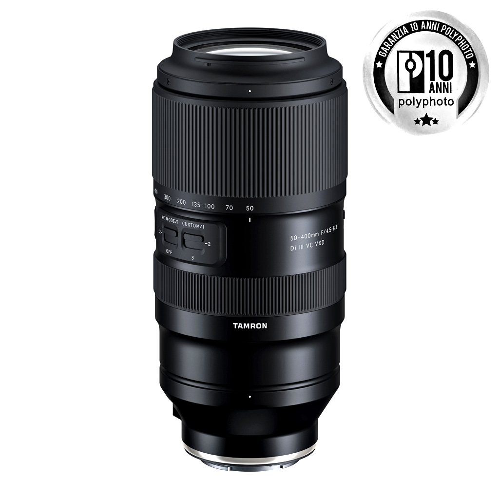 Tamron 50-400mm f 4.5-6.3 Di III VC VXD - per SONY E - garanzia POLYPHOTO Italia 10 anni