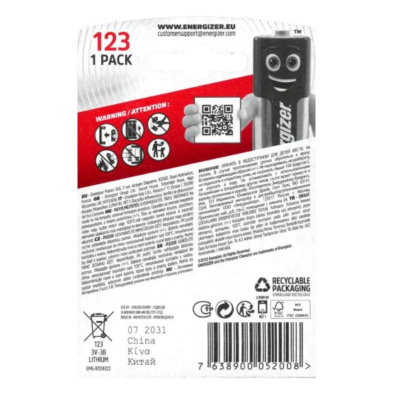 Energizer 123 batteria Litio 3V - Confezione singola - immagine 2