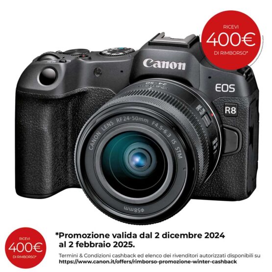 Canon EOS R8 + RF 24-50mm IS STM - SCONTO € 400 = € 1.469 - Gar. Canon Italia 2 anni - immagine 2