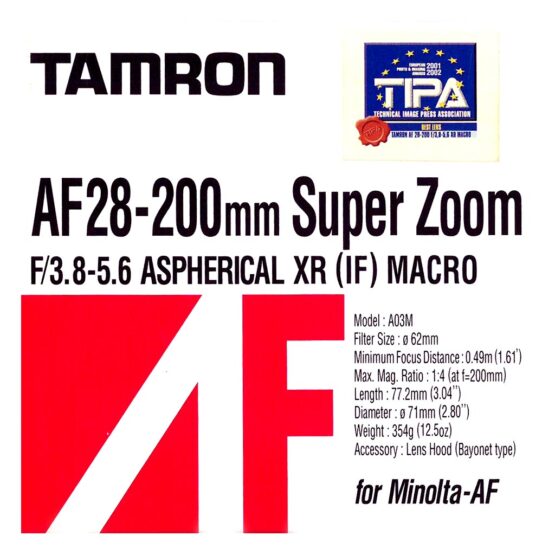 Tamron AF 28/200mm XR Aspherical lens IF Macro - Super Zoom - mod. A03M - immagine 11