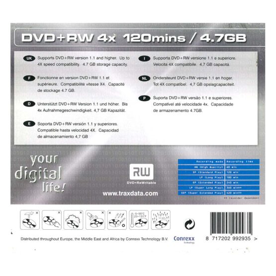 Traxdata DVD+RW - 4x - 4,7GB - 5 pezzi - immagine 4