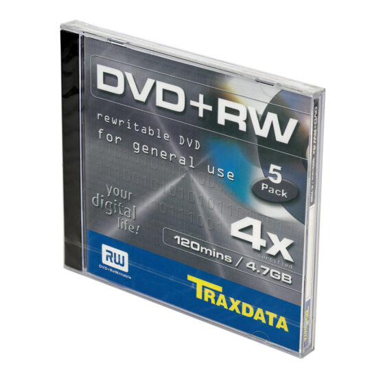 Traxdata DVD+RW - 4x - 4,7GB - 5 pezzi