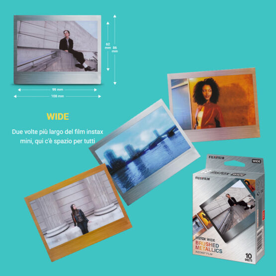 Fujifilm pellicola Instax WIDE Brussed Metallics 10X2 - 10 foto colore - immagine 8