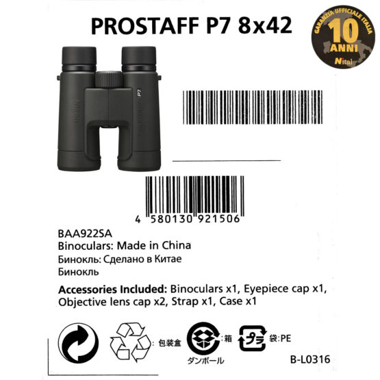 Nikon Prostaff P7 8x42 binocolo - Garanzia Nital Italia 10 anni. - immagine 9