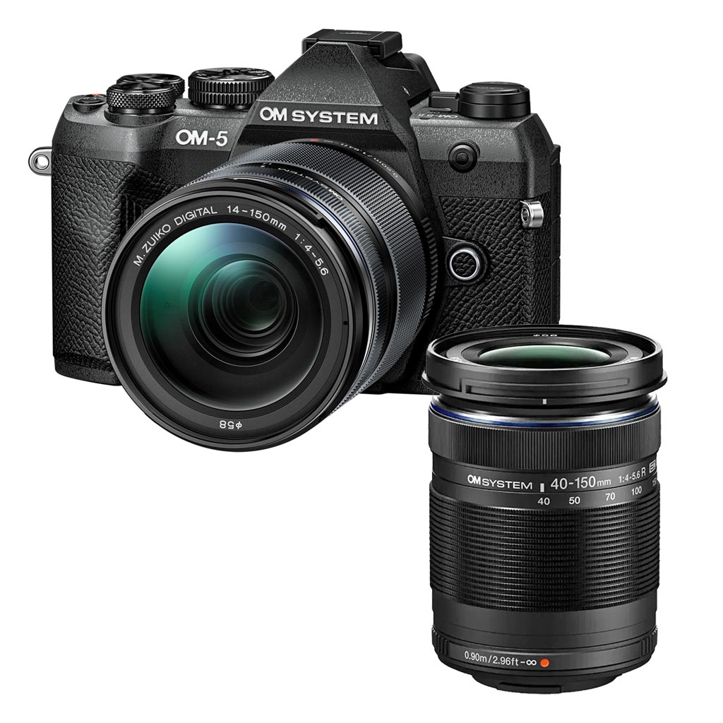 Om System OM-5 Mark II + 14-150mm II + ob. 40/150mm R - black + CASHBACK di € 300 + GARANZIA 5 ANNI Polyphoto Italia