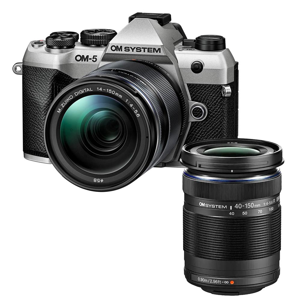 Om System OM-5 Mark II + 14-150mm II + ob. 40/150mm R - silver + CASHBACK di € 300 + GARANZIA 5 ANNI Polyphoto Italia