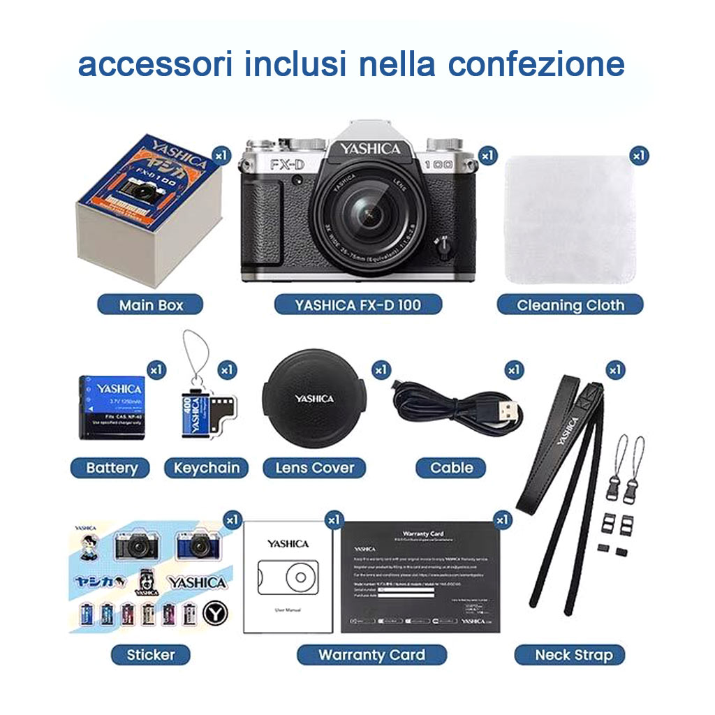 Yashica FX-D 100 silver + scheda MicroSD + kit accessori - Garanzia Fowa Italia 2 anni - immagine 8