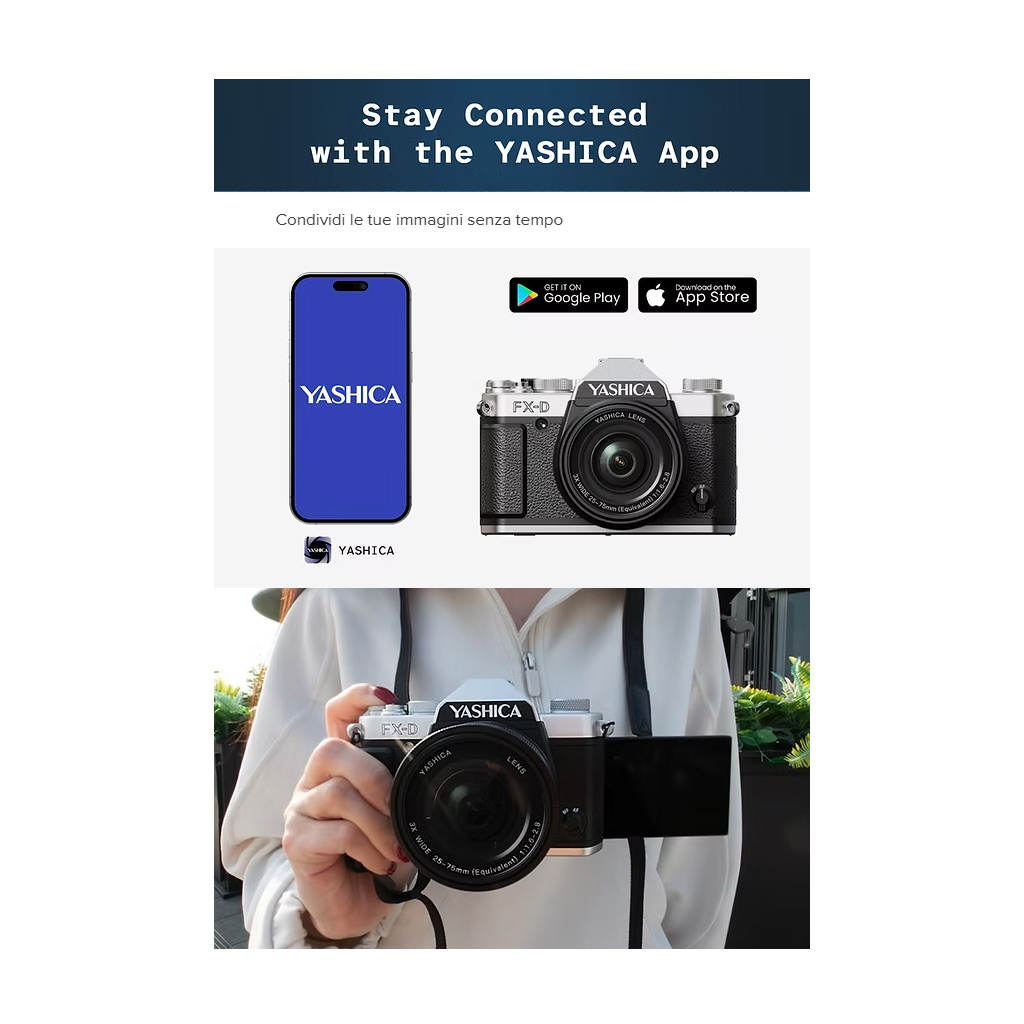 Yashica FX-D 100 silver + scheda MicroSD + kit accessori - Garanzia Fowa Italia 2 anni - immagine 7