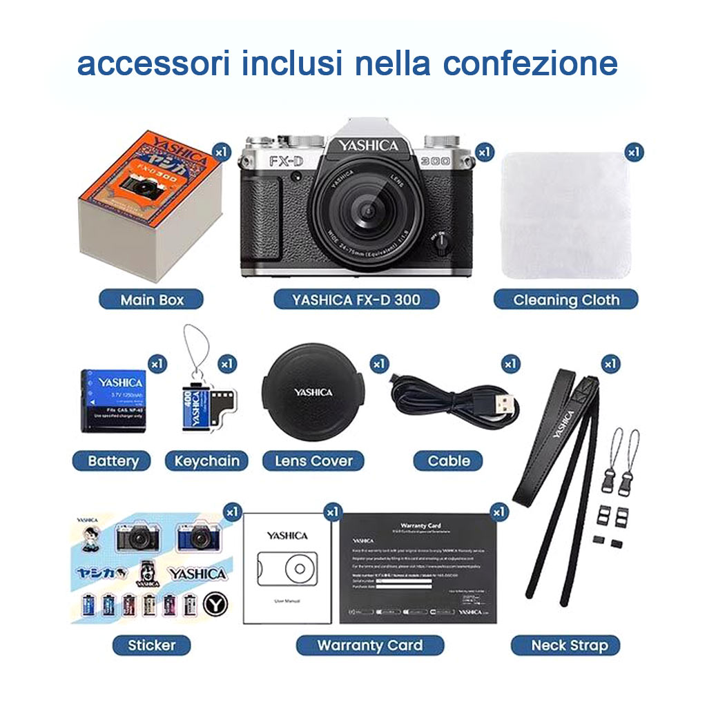 Yashica FX-D 300 silver + scheda MicroSD + kit accessori - Garanzia Fowa Italia 2 anni - immagine 10